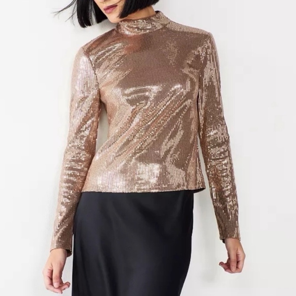 Nine West Bronze Sequin Top